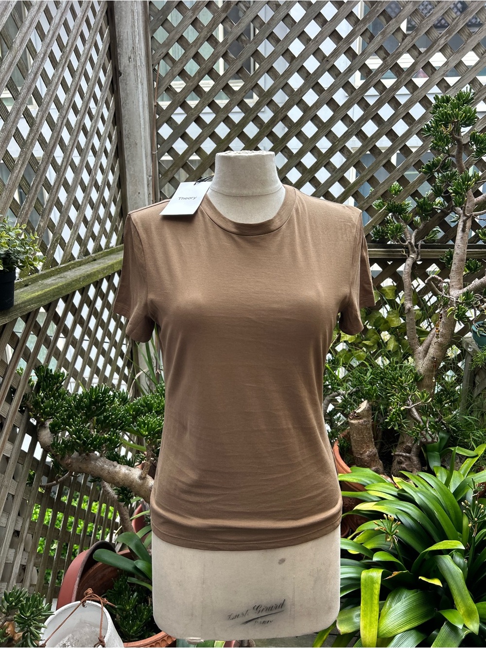 Theory Brown Crewneck Short Sleeve Tee